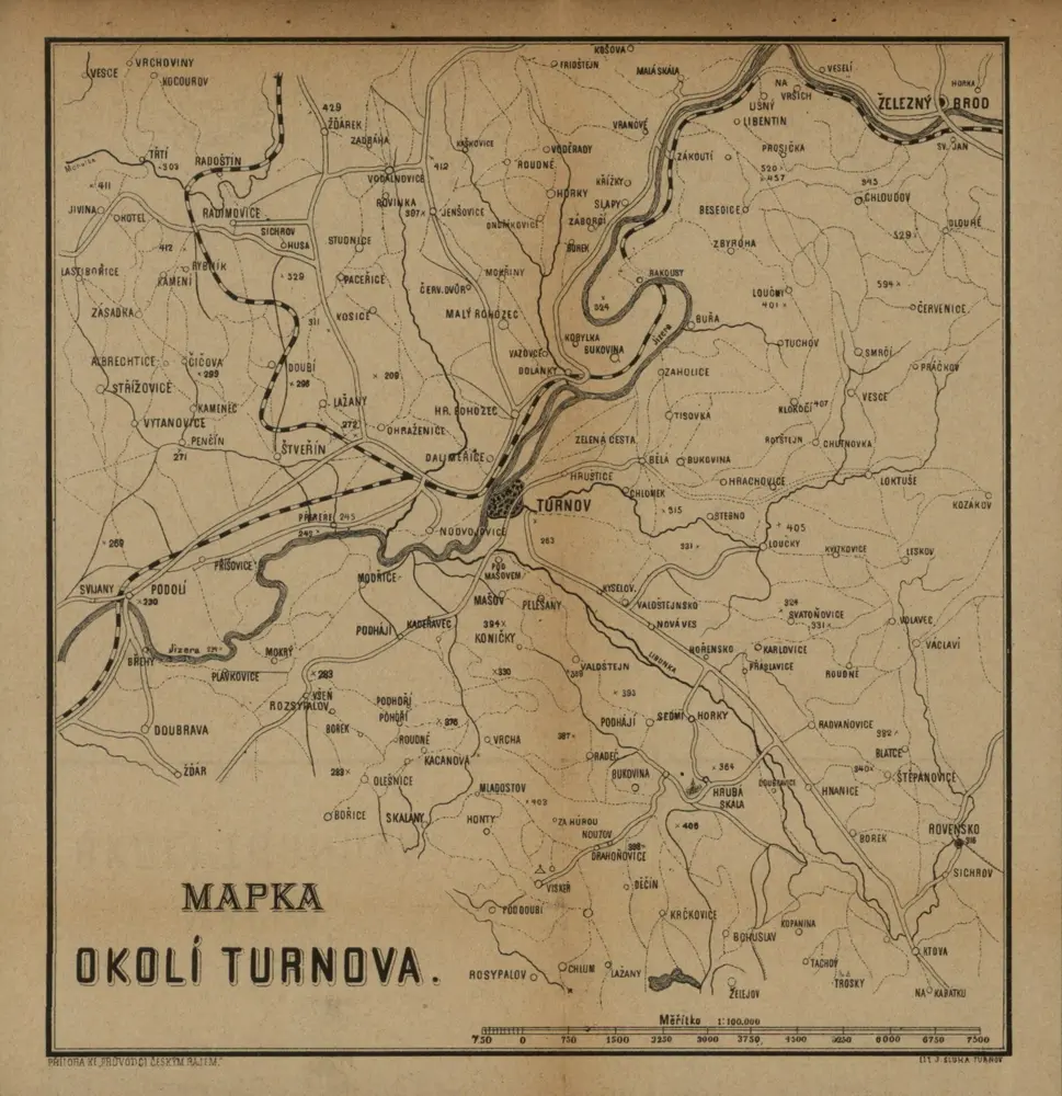 Průvodce Českým rájem. Díl druhý. Malá Skála, Sychrov a Kozákov s okolímMalá Skála, Sychrov a Kozákov s okolím, mapa ze strany: [93]