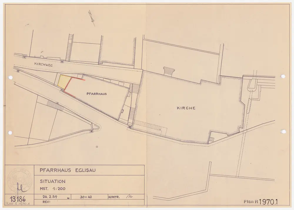 Eglisau: Kirche, Pfarrhaus und Umgebung: Grundriss