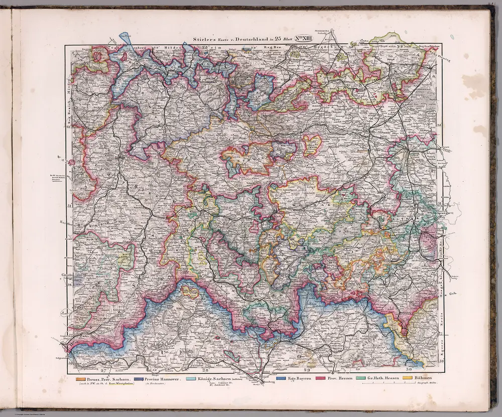 XIII.  Stielers Karte v. Deutschland in 25 Blatt (continued).