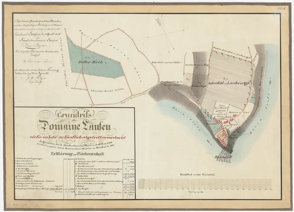 Laufen-Uhwiesen: Pfrundgüter Laufen mit Schloss und Umgebung; Grundriss (Nr. 15)