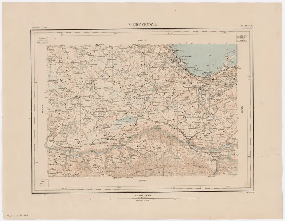 Topographischer Atlas der Schweiz (Siegfried-Karte): Den Kanton Zürich betreffende Blätter: Blatt 242: Richterswil