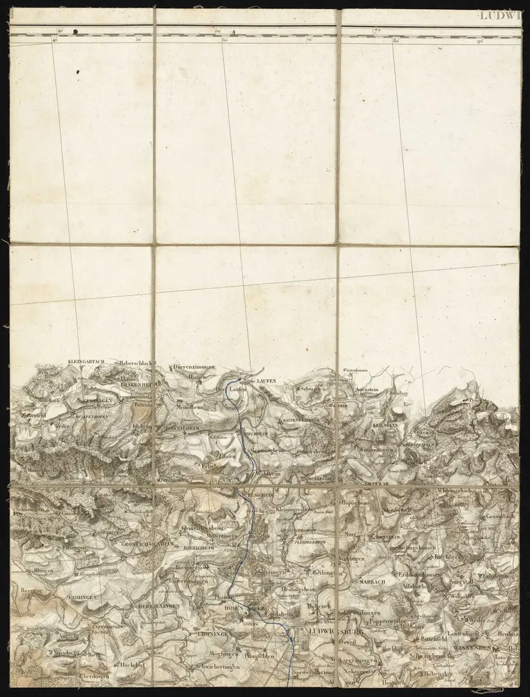 HStAS N 100_Nr. 347_ : "Carte topographique de l'Ancienne Souabe et d'une portion des pays limitrophes / commencée en 1801 par les soins du général Moreau ; exécutée au Dépôt de la Guerre, à l'Echelle d'un Mètre pour 100.000 Mètres et publiée par autorisation de Sa Majesté, sous le Ministère de S.E.M. le Marquis de Gouvion Saint-Cyr"