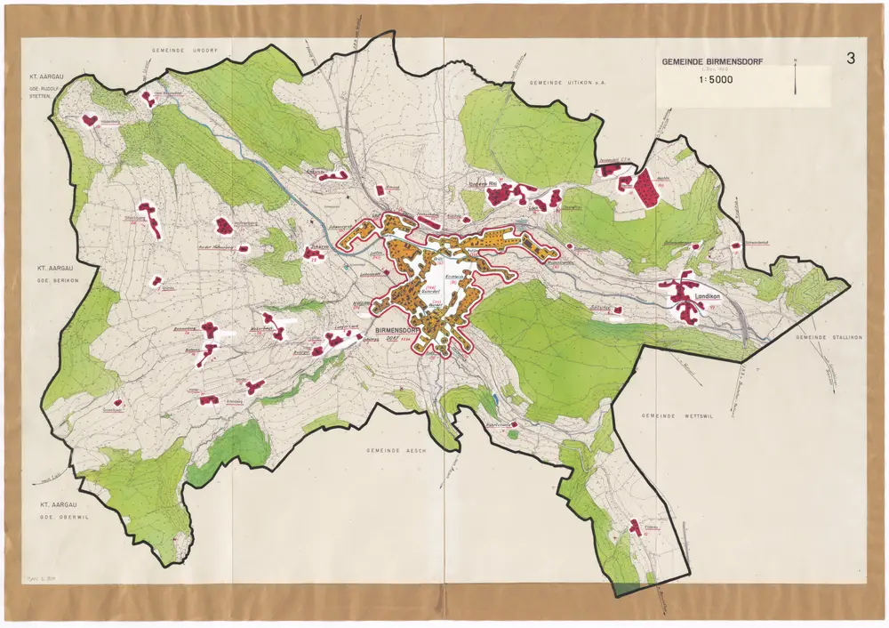 Birmensdorf: Definition der Siedlungen für die eidgenössische Volkszählung am 01.12.1960; Siedlungskarte Nr. 3