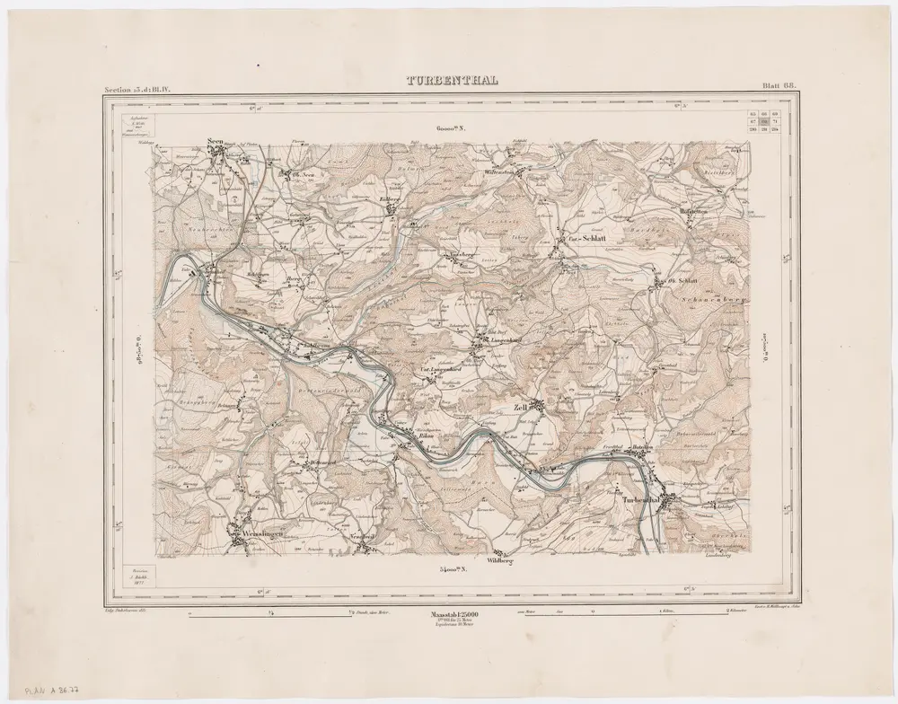 Topographischer Atlas der Schweiz (Siegfried-Karte): Den Kanton Zürich betreffende Blätter: Blatt 68: Turbenthal