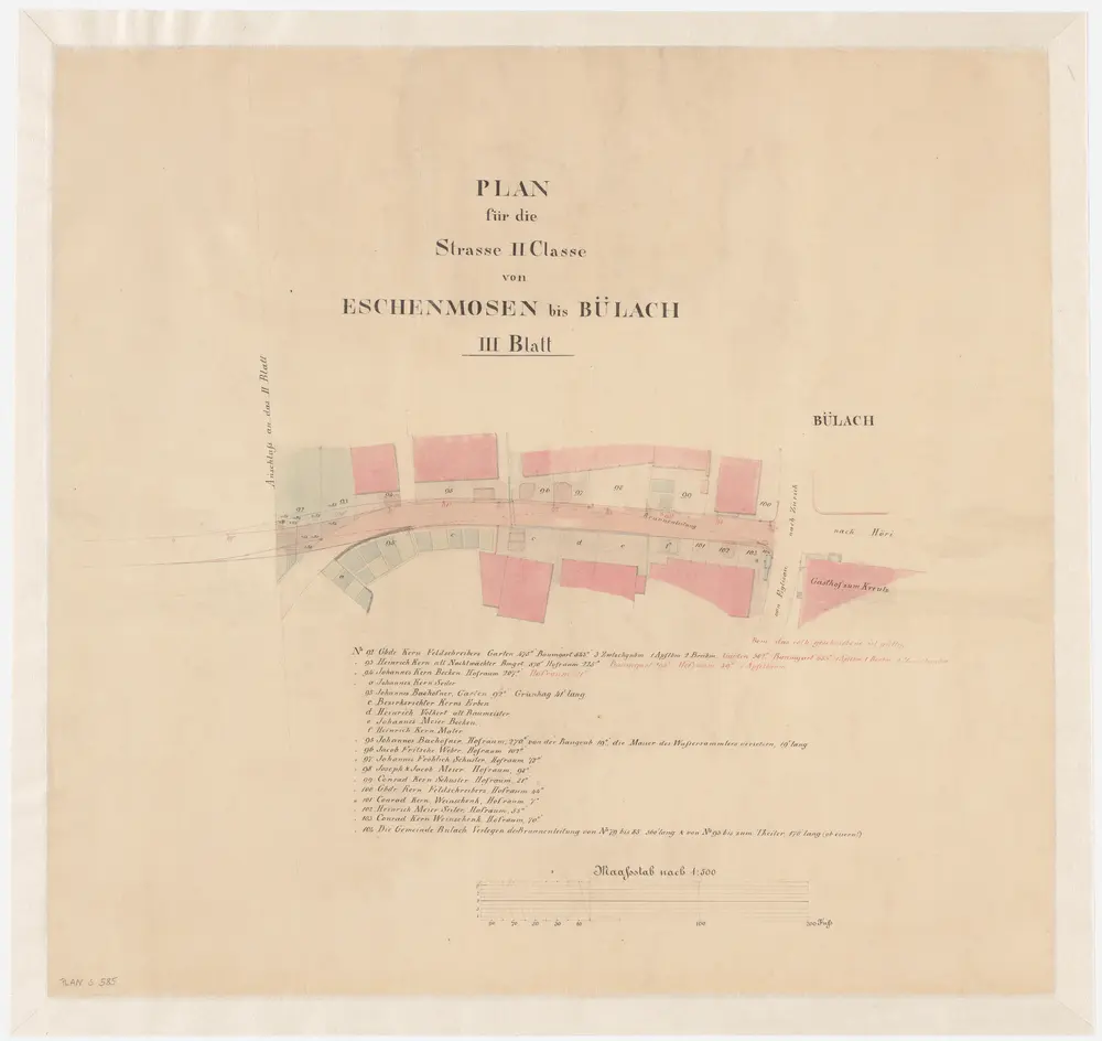 Bülach: Projektierte Strasse beim Gasthof Kreuz; Situationsplan (Blatt 3)