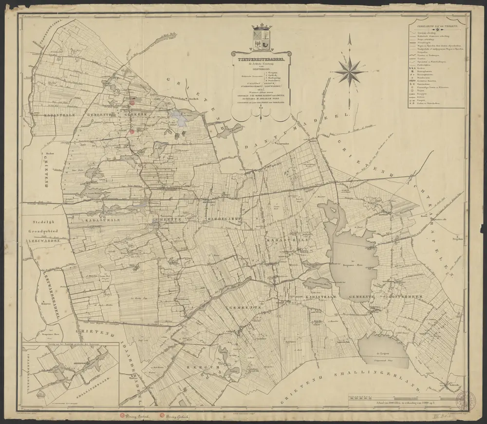 Tietjerksteradeel, de achtste grietenij van Oostergoo : kadastrale gemeenten: 1. Bergum. 2. Giekerk. 3. Hardegarijp. 4. Oostermeer, Ve kanton (Bergum), Ie arrondissement (Leeuwarden) 1847 ...