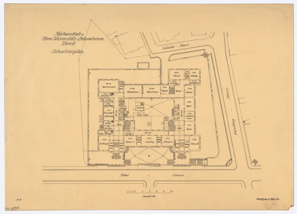 Universität Zürich (Chemisches Institut) und Kantonsschule Zürich, Rämistrasse 74 und 76: Situationsplan