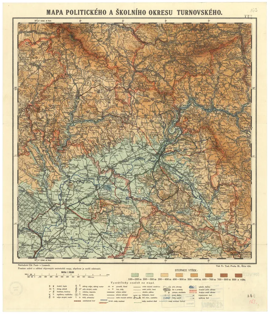 Mapa politického a školního okresu turnovského