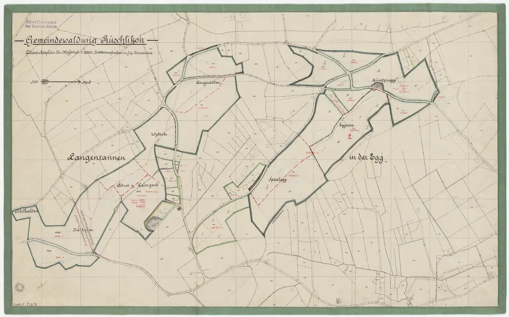 Rüschlikon: Gemeindewaldung, Kantonsspitalwaldung, Waldung der Stadt Zürich: Gemeindewaldungen Egg, Spitelegg (Spitalegg), Langentannen; Grundriss