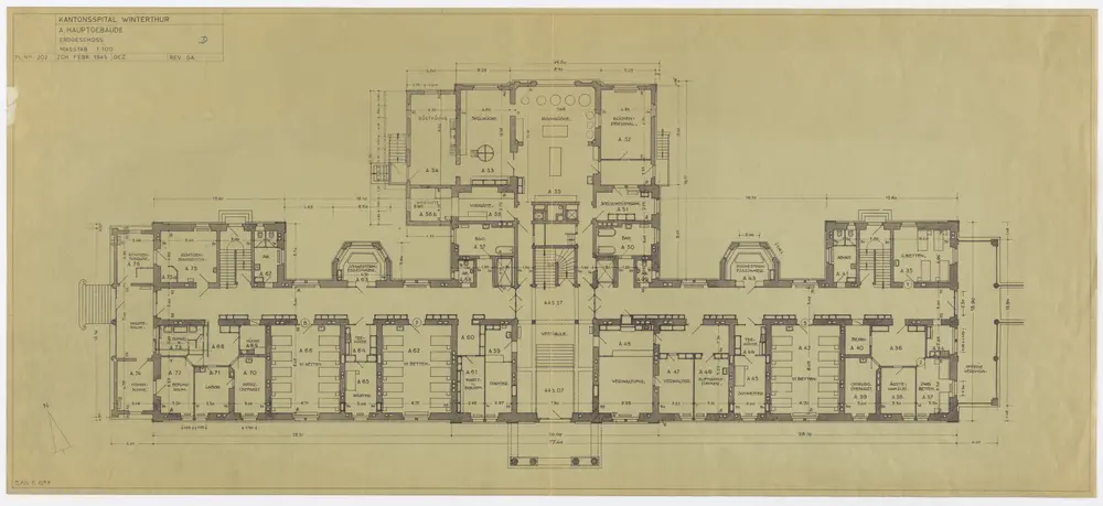 Winterthur: Kantonsspital, Hauptgebäude, Erdgeschoss; Grundriss (Nr. 202)