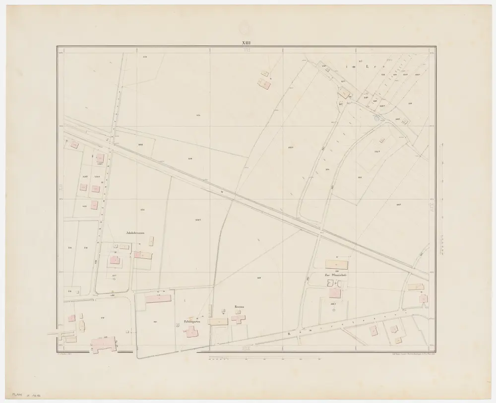 Winterthur: Gemeinde; Grundpläne: Blatt XIII: Gegend bei Schwalmenackerstrasse, Römerstrasse und Im Lee; Situationsplan