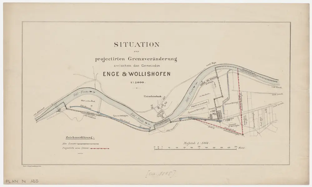 Projektierte Grenzveränderung zwischen Enge und Wollishofen; Situationsplan