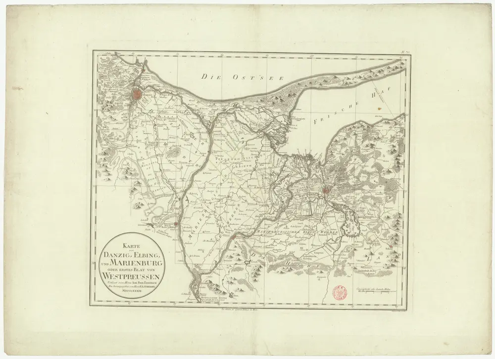 Karte von Danzig, Elbing, und Marienburg oder erstes Blat von Westpreussen