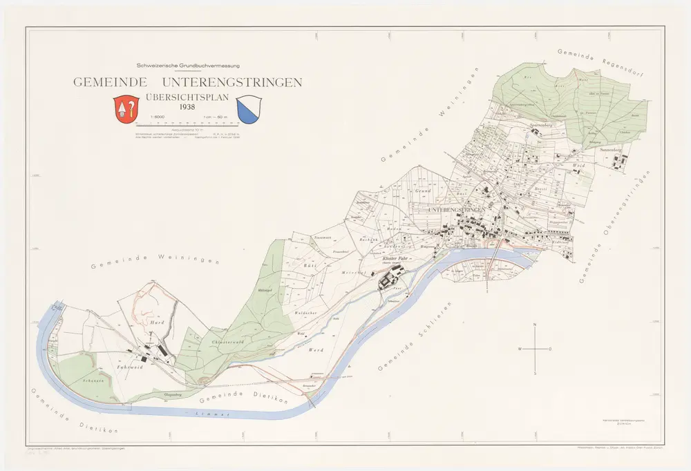 Unterengstringen: Gemeinde; Übersichtsplan (Schweizerische Grundbuchvermessung)
