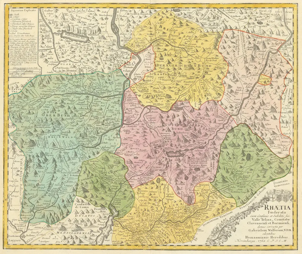 Rhaetia Foederata cum Confiniis et Subditis suis Valle Telina, Comitatu Clavennensi et Bormiensi [...] [Karte], in: [Atlas factice], S. 156.