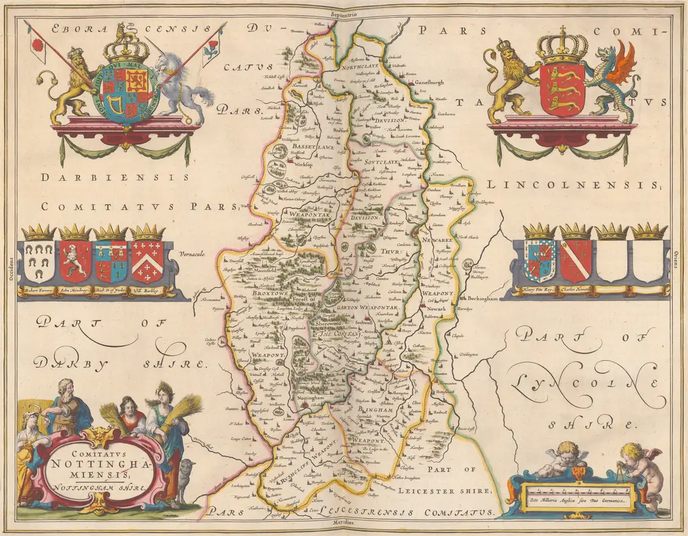 Comitatus Nottinghamiensis; Nottingham Shire. [Karte], in: Theatrum orbis terrarum, sive, Atlas novus, Bd. 4, S. 346.