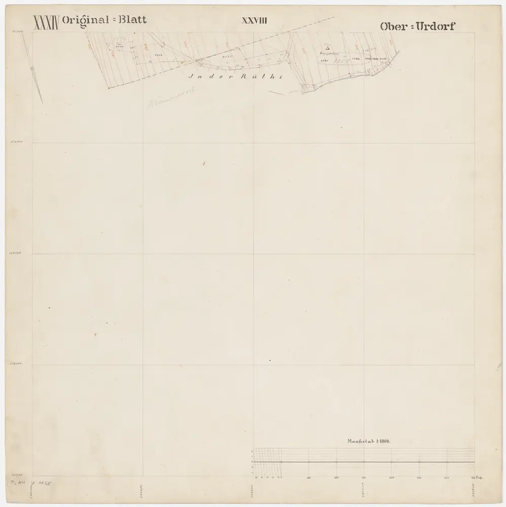 Oberurdorf: Gemeinde; Katasterpläne: Blatt XXXIV: In der Rüti; Situationsplan