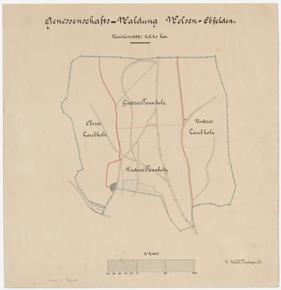 Obfelden: Genossenschaftswaldung Wolsen: Oberes Laubholz, Unteres Laubholz, Hinteres Tannholz, Vorderes Tannholz; Grundriss