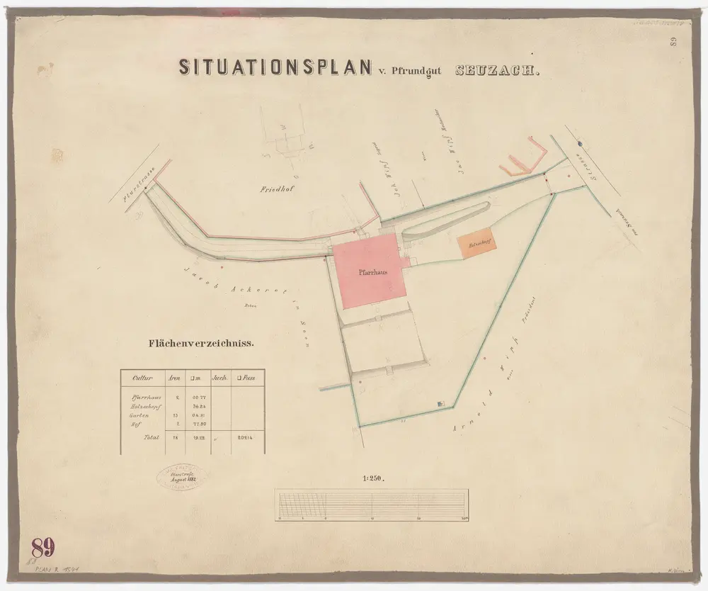 Seuzach: Pfrundgut mit Pfarrhaus und Umgebung; Grundriss