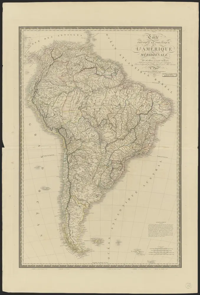 Carte physique et politique de l'Amerique méridionale