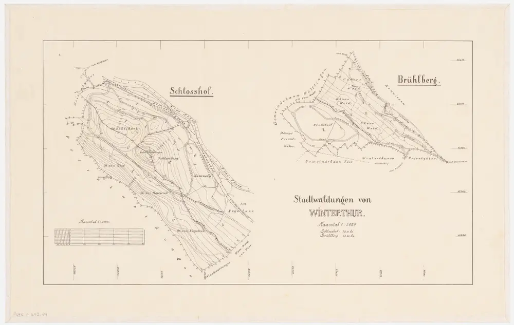 Winterthur, Oberwinterthur, Wülflingen, Turbenthal: Stadtwaldung Winterthur: Winterthur, Wülflingen: Schlosstal, Schlosshof, Schlossberg, Büechlibuck, Rossweid, Nägelseeholz (Ob dem Negelsee), Brüelberg (Brühlberg); Grundrisse