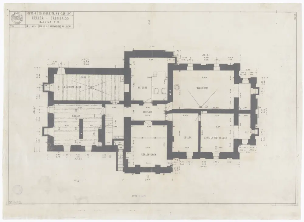 Liegenschaft Zürichbergstrasse 6: Keller; Grundriss