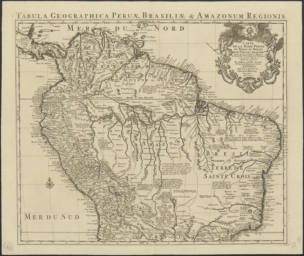 Carte de la terre ferme du Perou, du Bresil et du Pays des Amazones