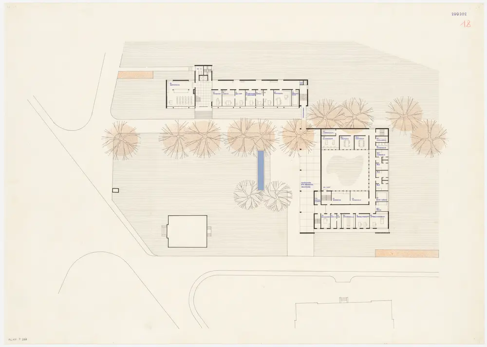 Winterthur: Bezirksgebäude mit Gebäude der Bezirksanwaltschaft und der Kantonspolizei, Gefängnis und Polizistenwohnungen; Projekt 299202; Erdgeschoss; Grundriss und Situationsplan