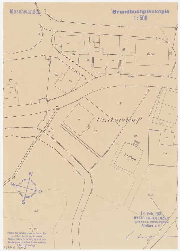 Maschwanden: Pfarrhaus und Umgebung; Grundriss