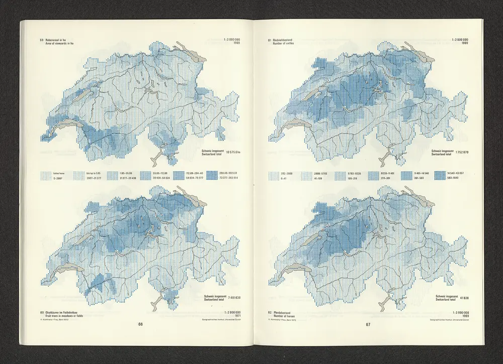 59 Rebenareal in ha = Area of vineyards in ha. 1969 ...