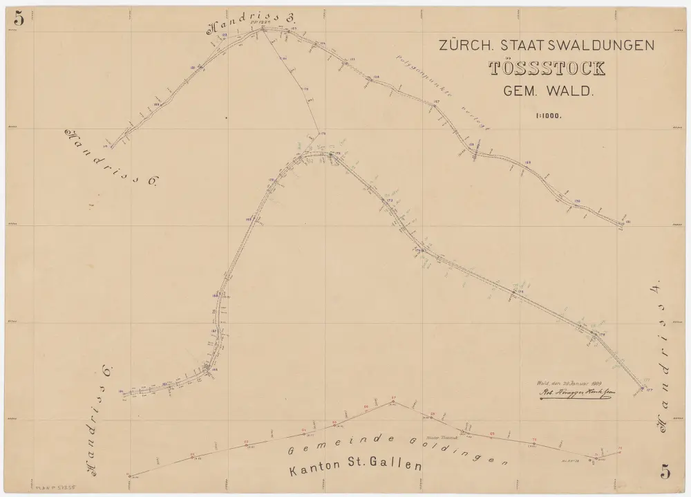 Wald, Fischenthal, Goldingen SG: Waldungen: Wald: Staatswaldung Tössstock; Grundriss 5