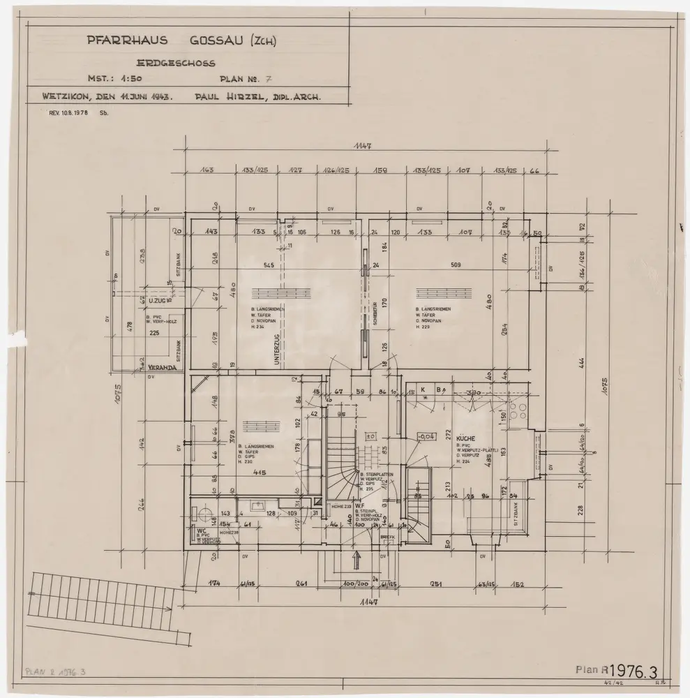 Gossau: Pfarrhaus: Erdgeschoss; Grundriss (Nr. 7)