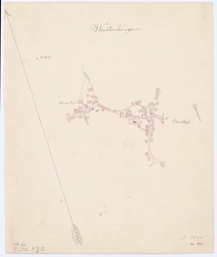 Vorlagen für die Topographische Karte des Kantons Zürich (Wild-Karte): Bezirk Bülach: Ortsplan: Wasterkingen