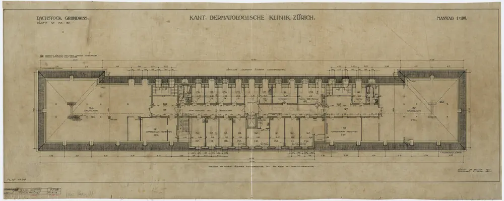 Zürich: Kantonsspital, Dermatologische Klinik, Dachstock; Grundriss