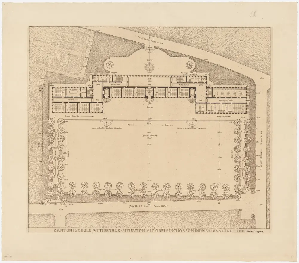 Winterthur: Kantonsschule; Projekt Zeitgeist; Obergeschoss; Situationsplan und Grundriss