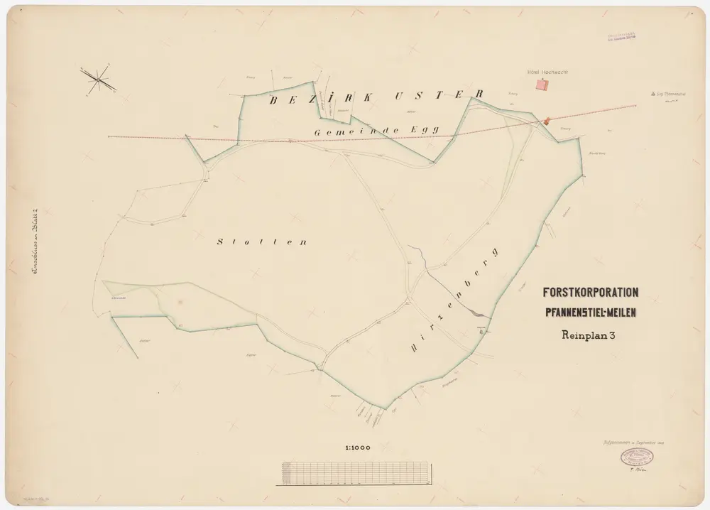 Meilen, Egg: Genossenschaftswaldung Pfannenstiel: Stollen, Hirzenberg; Grundriss (Reinplan 3)