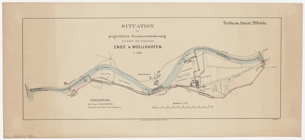 Projektierte Grenzveränderung zwischen Enge und Wollishofen; Situationsplan