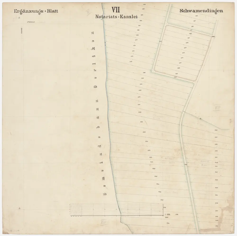 Schwamendingen: Gemeinde; Katasterpläne: Ergänzungsblatt VII: Ried und Saatlen; Situationsplan