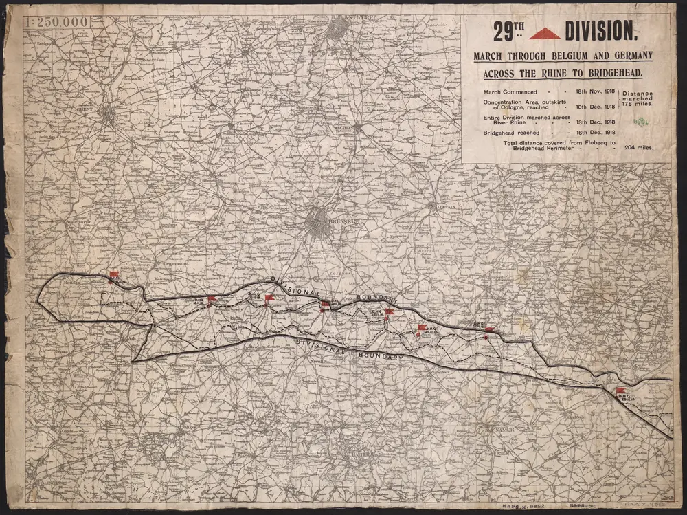 29th Division. March through Belgium and Germany across the Rhine to Bridghead. Sheet 2