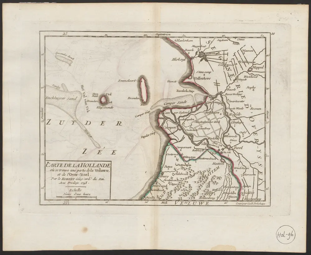 Carte du la Hollande où se trouve une partie de la Veluwe, et de l'Over-Yssel