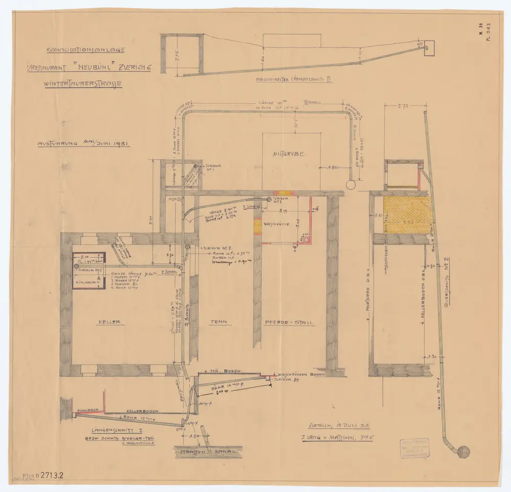 Haus zum Neubühl: Kanalisation: Grundriss