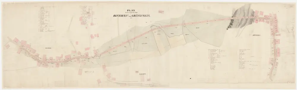 Grüningen: Projektierte Strasse von Grüningen über Tobelacker bis Binzikon; Situationsplan