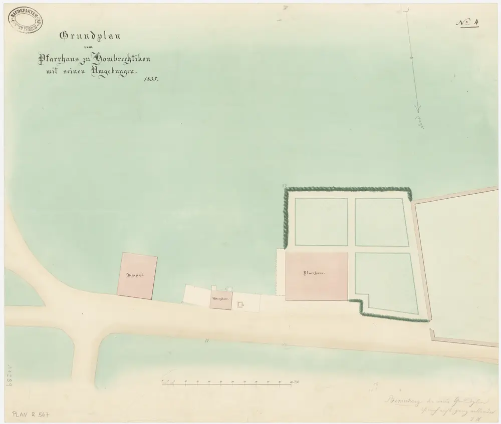 Hombrechtikon: Pfarrhaus und Umgebung, projektierter Holzschuppen; Grundriss (Nr. 4)