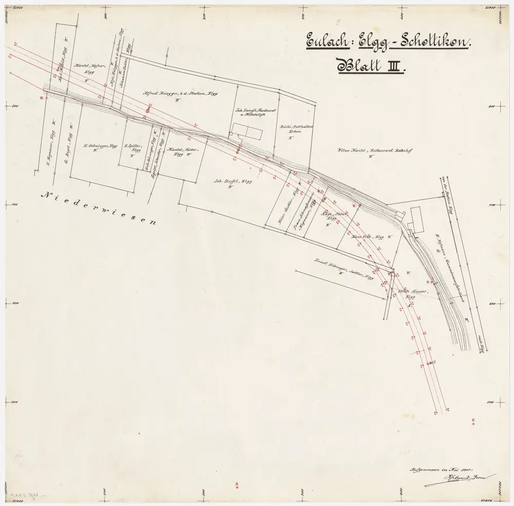 Elgg: Eulach bei den Niederwiesen; Situationsplan (Eulach: Elgg-Schottikon Blatt III)