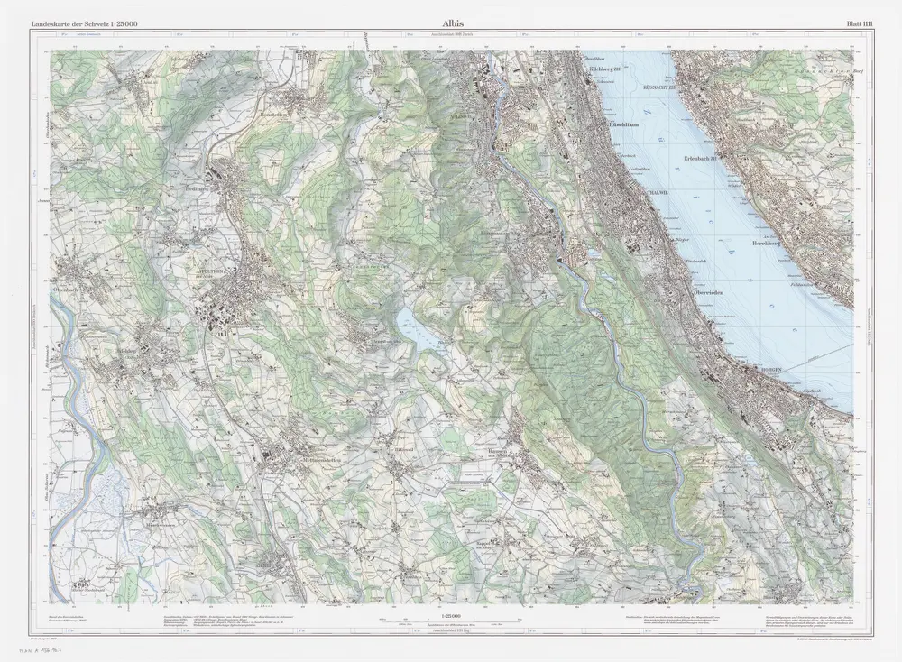 Landeskarte der Schweiz 1 : 25000: Den Kanton Zürich betreffende Blätter: Blatt 1111: Albis