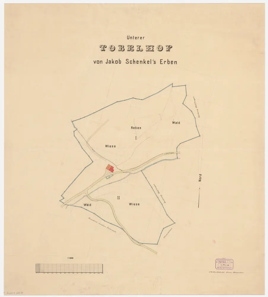 Wülflingen: Gemeinde- und Kirchgemeindewaldungen: Privatwaldung Untertobel (Unterer Tobelhof von Jakob Schenkels Erben); Grundriss