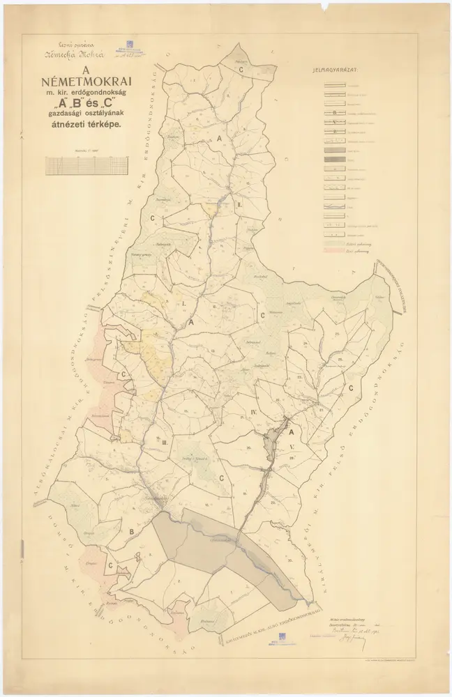 A Németmokrai m. kir. erdögondnokság "A B" és "C" gazdasági osztályainak átnézeti térképe