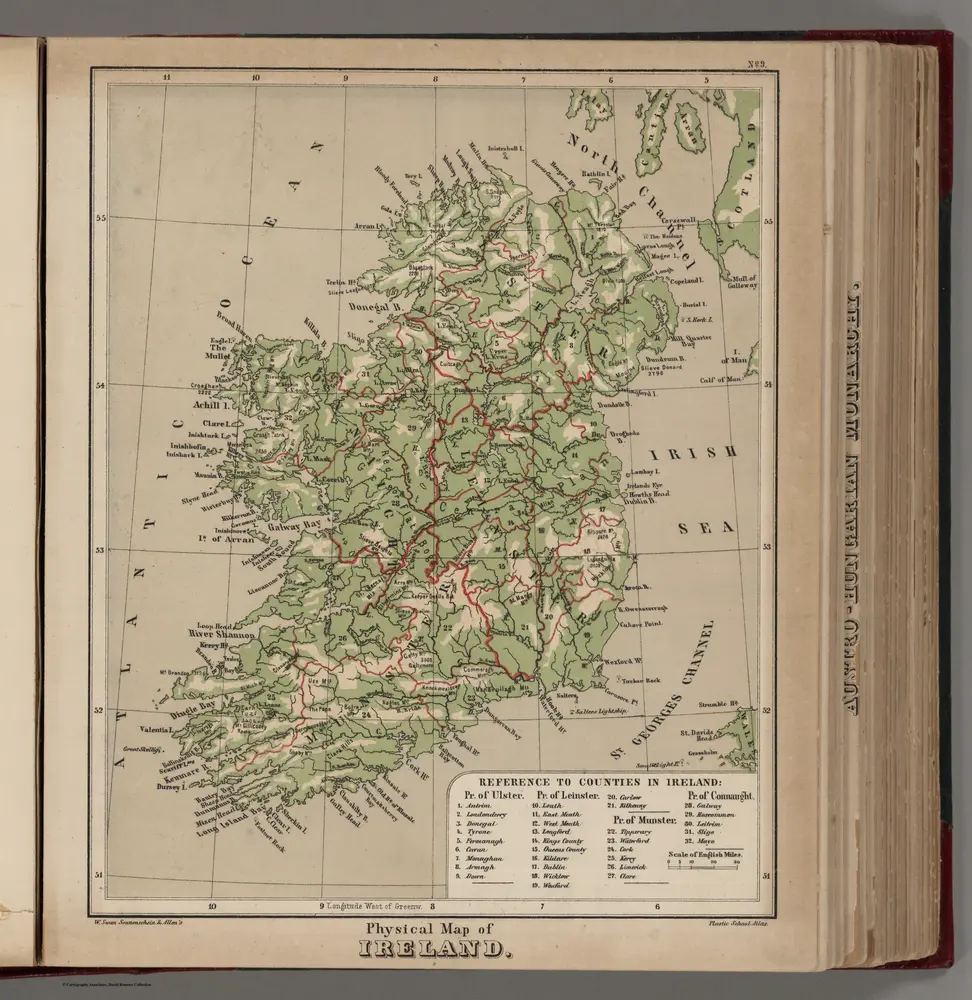 Physical Map of Ireland.