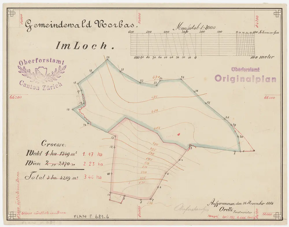 Rorbas, Bülach; Gemeindewaldung Rorbas: Rorbas: Loch; Grundriss