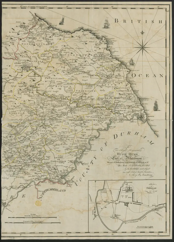 The Map of the County OF BERWICK Taken from, an Actual, Survey and laid down from a Scale of an Inch to a Mile